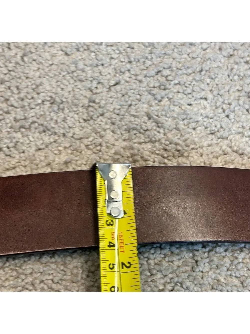 Barbara & Company brown genuine leather crystal rhinestone amber stone belt S